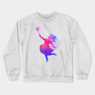 Pink to Blue Ombre Fairy Girl Silhouette Crewneck Sweatshirt